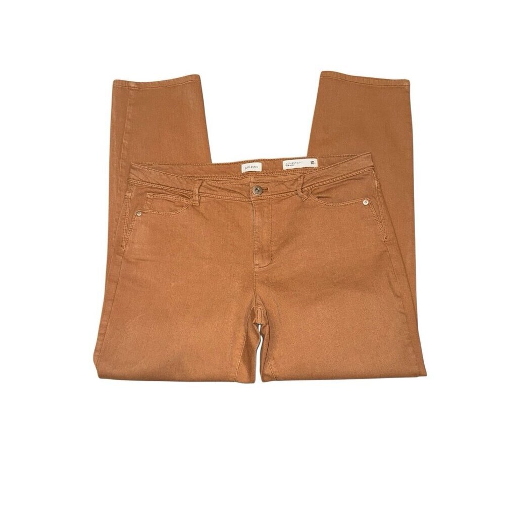 J Jill Denim Authentic Fit Slim Ankle Jeans Brown Straight Leg Women's Size 10 R